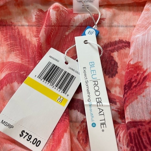 Bleu Rod Beattie Swimwear Coverup Peach M shifon light flowy red orange boho - Picture 5 of 6